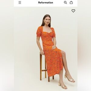 Reformation Vibrant Orange Floral Maxi Dress